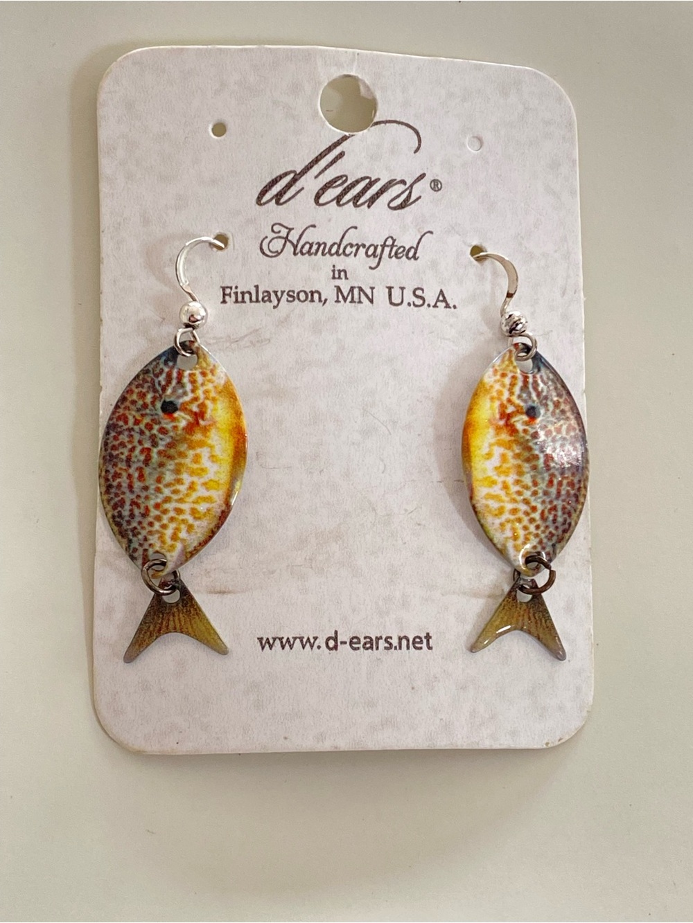 Sunfish Earrings by d'ears Non-Tarnish Sterling Silver French Hook Ear Wire